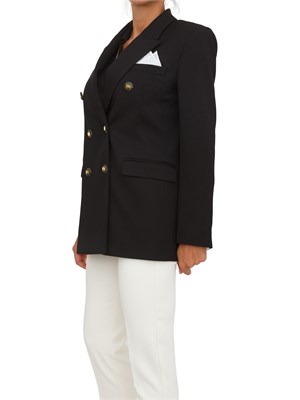 Giacca Elisabetta Franchi in gabardina di cotone nera con taschino e bottoni logo in DONNA