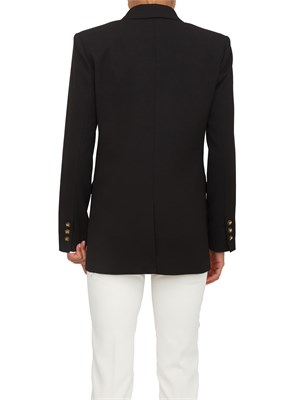 Giacca Elisabetta Franchi in gabardina di cotone nera con taschino e bottoni logo in DONNA