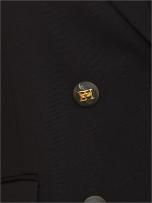 Giacca Elisabetta Franchi in gabardina di cotone nera con taschino e bottoni logo in DONNA