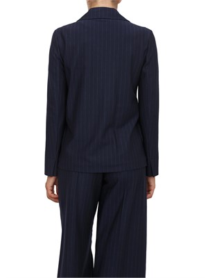 Giacca monopetto Max Mara MM in drop di pura lana gessata blu in DONNA