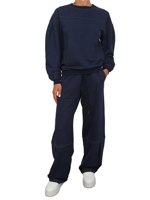 Felpa Max Mara MM in jersey di cotone blu con cuciture a contrasto in DONNA