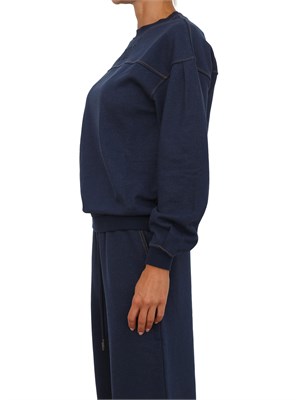 Felpa Max Mara MM in jersey di cotone blu con cuciture a contrasto in DONNA