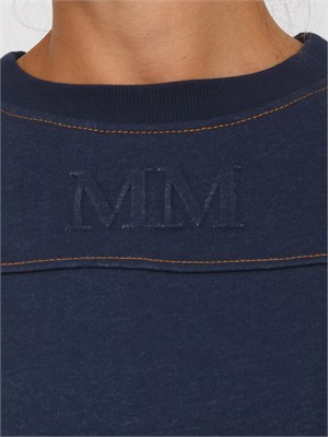 Felpa Max Mara MM in jersey di cotone blu con cuciture a contrasto in DONNA