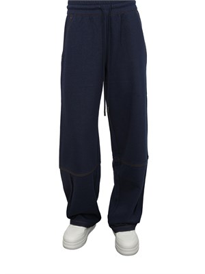 Pantalone tuta Max Mara MM in jersey di cotone blu con cuciture a contrasto in DONNA