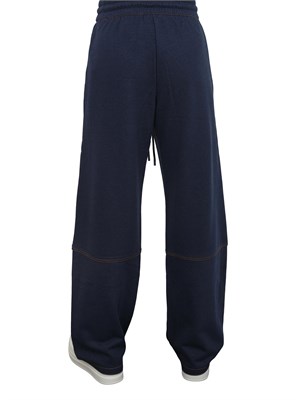Pantalone tuta Max Mara MM in jersey di cotone blu con cuciture a contrasto in DONNA