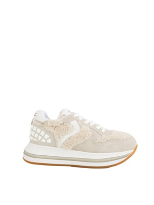 Snerakers donna Voile Blanche in suede e sintetico effetto pelliccia grigio tortora in DONNA