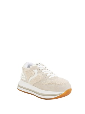 Snerakers donna Voile Blanche in suede e sintetico effetto pelliccia grigio tortora in DONNA