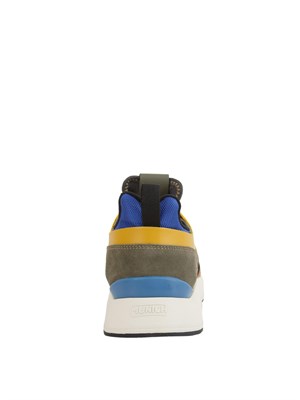 Sneakers uomo Munich Clik 103 in pelle e tessuto giallo e marrone in UOMO