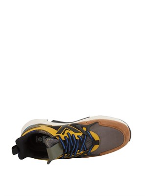 Sneakers uomo Munich Clik 103 in pelle e tessuto giallo e marrone in UOMO