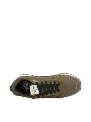 Sneakers uomo Aeronautica Militare in tessuto tecnico verde con inserti suede in UOMO