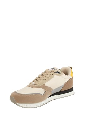Sneakers uomo Aeronautica Militare in tessuto tecnico beige con inserti suede in UOMO