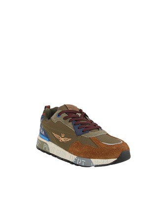 Sneakers uomo Aeronautica Militare in tessuto tecnico verde con inserti in suede in UOMO