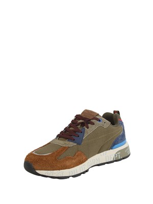 Sneakers uomo Aeronautica Militare in tessuto tecnico verde con inserti in suede in UOMO