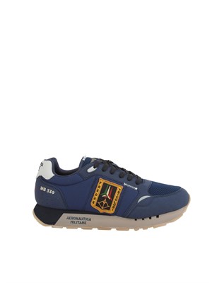 Sneakers uomo Aeronautica Militare in tessuto tecnico blu in UOMO