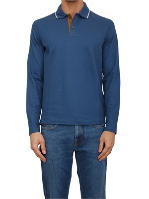 Polo Paul & Shark in misto cotone blu colletto a contrasto in UOMO