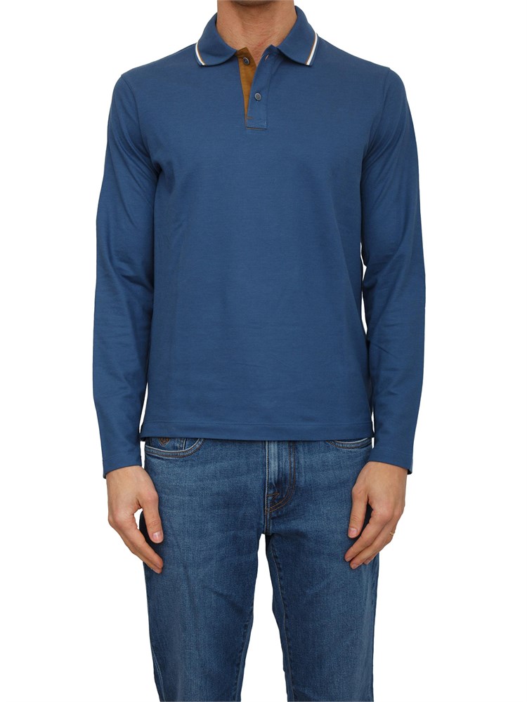 Polo Paul & Shark in misto cotone blu colletto a contrasto