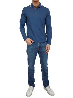 Polo Paul & Shark in misto cotone blu colletto a contrasto in UOMO