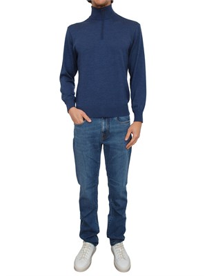 Maglia mezza zip Paul & Shark uomo x-soft in lana blu in UOMO