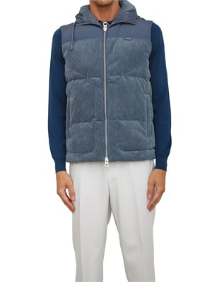Gilet imbottito Antony Morato in velluto a costine blu con eco-imbottitura DuPont Sorona in UOMO