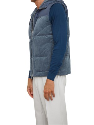 Gilet imbottito Antony Morato in velluto a costine blu con eco-imbottitura DuPont Sorona in UOMO