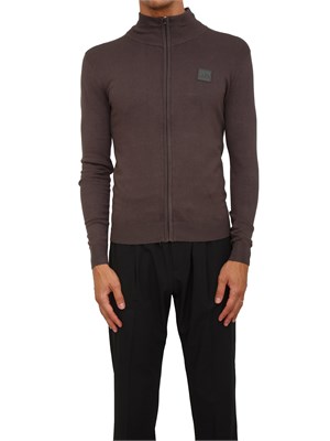 Maglia Antony Morato slim fit in misto viscosa verde con patch logata e zip in UOMO