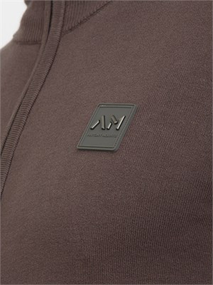 Maglia Antony Morato slim fit in misto viscosa verde con patch logata e zip in UOMO