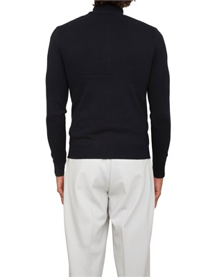 Maglia Antony Morato slim fit in misto viscosa blu con patch logata e zip in UOMO