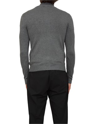 Maglia Antony Morato slim fit in misto viscosa grigia con patch logata e zip in UOMO