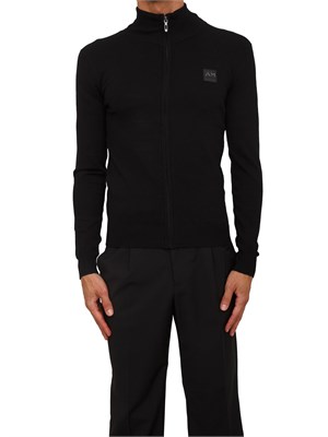 Maglia Antony Morato slim fit in misto viscosa nera con patch logata e zip in UOMO