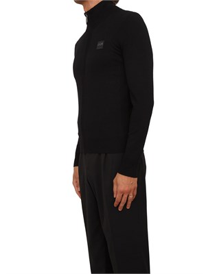 Maglia Antony Morato slim fit in misto viscosa nera con patch logata e zip in UOMO