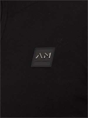 Maglia Antony Morato slim fit in misto viscosa nera con patch logata e zip in UOMO