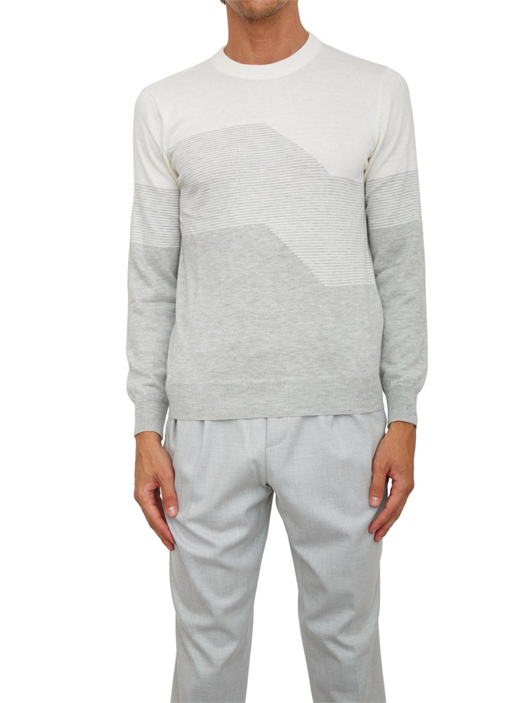 Maglia Antony Morato regular fit in misto lana merino bianca e motivo geometrico grigio