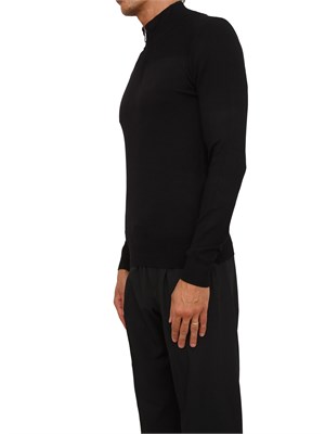 Maglia slim fit Antony Morato in misto viscosa nera con mezza zip in UOMO