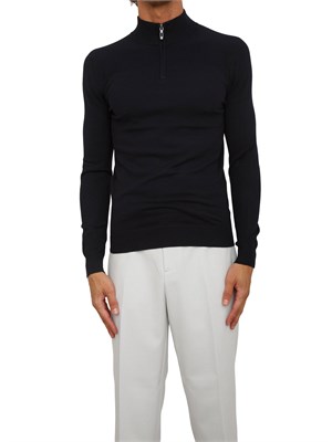 Maglia slim fit Antony Morato in misto viscosa blu con mezza zip in UOMO