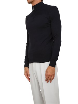 Maglia slim fit Antony Morato in misto viscosa blu con mezza zip in UOMO