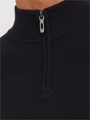 Maglia slim fit Antony Morato in misto viscosa blu con mezza zip in UOMO