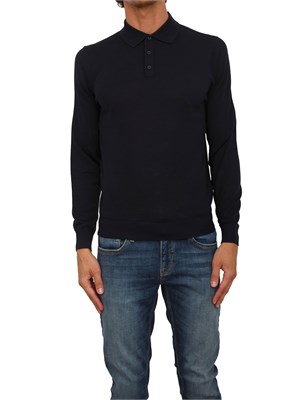 Maglia Antony Morato con colletto regular fit in misto lana super soft blu in UOMO