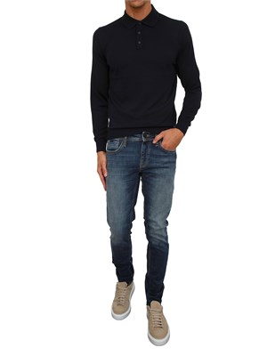 Maglia Antony Morato con colletto regular fit in misto lana super soft blu in UOMO