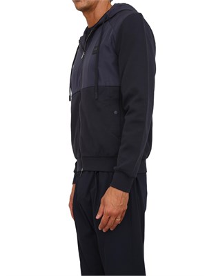 Felpa Antony Morato con zip e cappuccio in cotone interlock e tessuto tecnico blu in UOMO