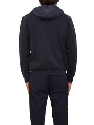 Felpa Antony Morato con zip e cappuccio in cotone interlock e tessuto tecnico blu in UOMO
