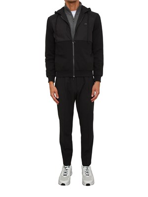 Felpa Antony Morato con zip e cappuccio in cotone interlock e tessuto tecnico nero in UOMO