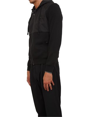 Felpa Antony Morato con zip e cappuccio in cotone interlock e tessuto tecnico nero in UOMO