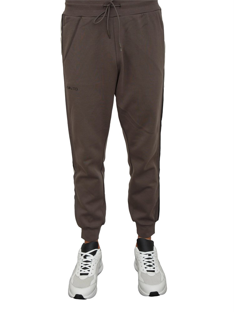 Pantaloni tuta Antony Morato in misto cotone interlock verde militare con bande laterali