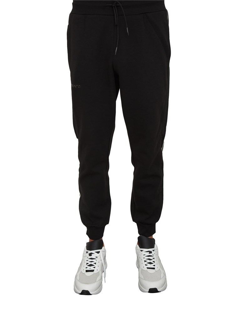 Pantaloni tuta Antony Morato in misto cotone interlock nero con bande laterali