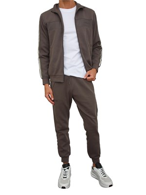 Felpa Antony Morato con zip e bande in misto cotone interlock verde militare in UOMO