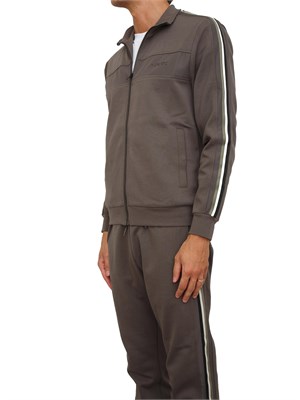 Felpa Antony Morato con zip e bande in misto cotone interlock verde militare in UOMO