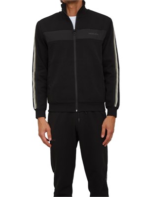 Felpa Antony Morato con zip e bande in misto cotone interlock nero in UOMO