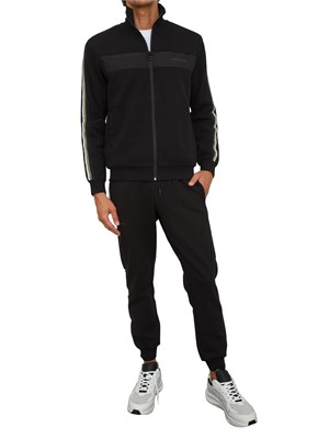 Felpa Antony Morato con zip e bande in misto cotone interlock nero in UOMO