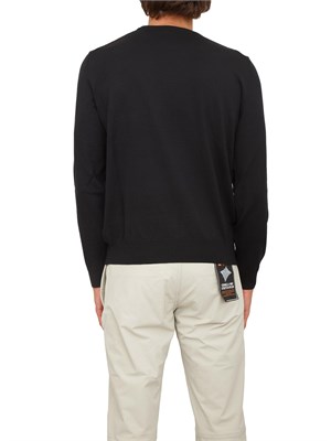 Maglia girocollo Boss in lana vergine nera in UOMO