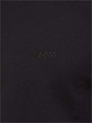 Maglia girocollo Boss in lana vergine nera in UOMO